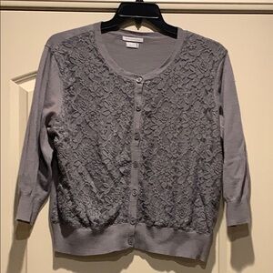 Van Heusen Gray Cardigan with Lace Overlay